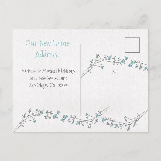 Aquarel Nieuw thuis adres we zijn verhuisd Aankondigingskaart (Achterkant)