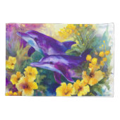 Aquarel Oceaan Dolfijnen Tropische Bloemen Kussensloop (Achterkant)