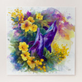 Aquarel Oceaan Dolfijnen Tropische Bloemen Legpuzzel (Horizontaal)