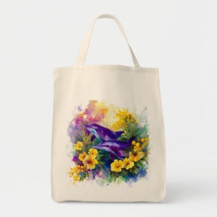 Aquarel Oceaan Dolfijnen Tropische Bloemen Tote Bag