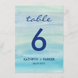 Aquarel Oceaan Dubbelzijdige Tafel Nummerkaart Kaart