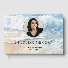 Aquarel Oceaan Golven Herdenking Funeral Foto Gastenboek