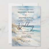 Aquarel Oceaan Kust Op het Strand Bruiloft Kaart (Voorkant)