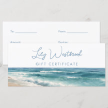 Aquarel Oceaan Strand Elegant Certeficaat