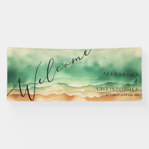 Aquarel Oceaan Zee Blauw Water Zon Spandoek