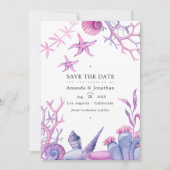 Aquarel Oceaangleven Nautisch Trouwfoto Save The Date (Voorkant)