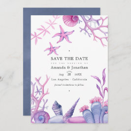 Aquarel Oceaangleven Nautisch Trouwfoto Save The Date