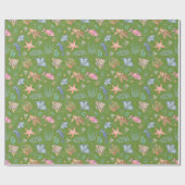 Aquarel Oceaanleven Getextureerde Avocado Cadeaupapier (Vlak)