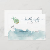 Aquarel Ocean Strand Bruiloft RSVP (Voorkant / Achterkant)