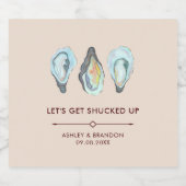 Aquarel Oester Kust Zee Bruiloft Bier Etiket (Enkel label)