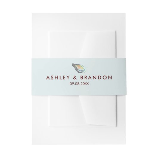 Aquarel Oester Kust Zeekant Trouwen Uitnodigingen Wikkel (Voorkant Voorbeeld)