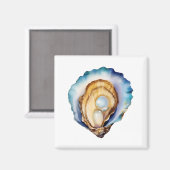Aquarel Oesterschelp Magneet (Voorkant / Achterkant)
