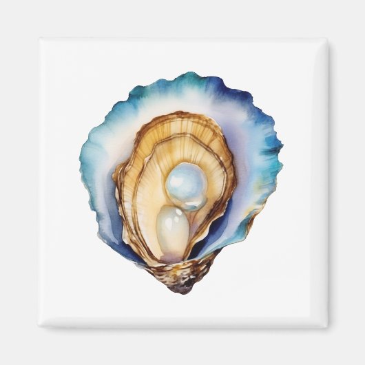 Aquarel Oesterschelp Magneet (Voorkant)