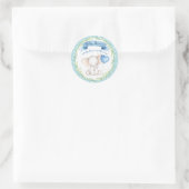 Aquarel Olifant Baby shower, Jongen, STICKER (Tas)