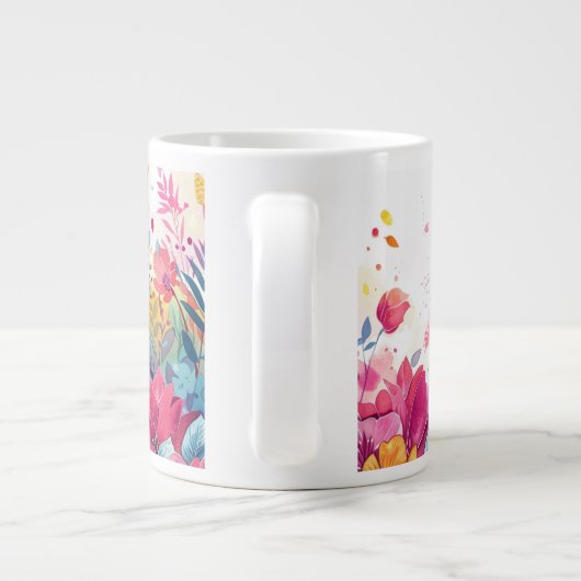 Aquarel olifant met bloemen. grote koffiekop (Achterkant)