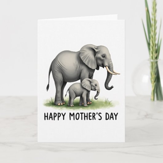 Aquarel Olifant Moeder Kaart (Voorkant)