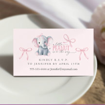 Aquarel Olifant Roze Strik RSVP Bijlagekaart