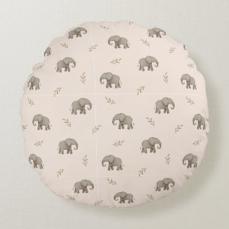 Aquarel Olifanten Blozen Roze Kinderkamer Patroon Rond Kussen