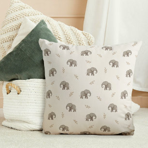 Aquarel Olifanten Neutraal Kinderkamer Patroon Kussen