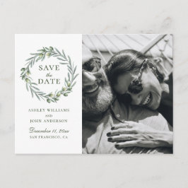 Aquarel olijf. Elegante Italiaanse Save the Date Briefkaart