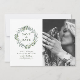 Aquarel olijfbladeren. Botanische krans. Italiaans Save The Date