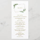 Aquarel Olijfbladeren Gouden Doop Menu (Voorkant)