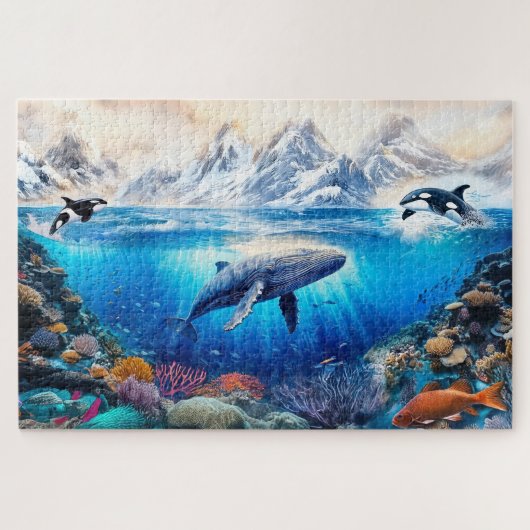 Aquarel onderwater scène legpuzzel (Horizontaal)