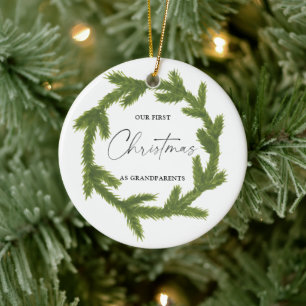 Aquarel onze eerste kerst als grootouders Cer Keramisch Ornament