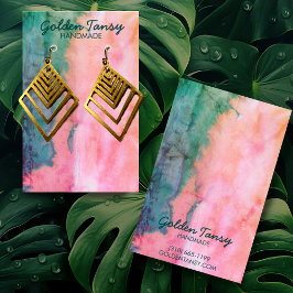Aquarel Oorbellen Ketting Sieraden Displaykaart Visitekaartje