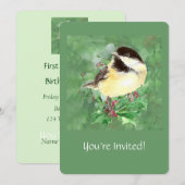 Aquarel op maat gemaakte chickadee vogel wildlifek kaart (Voorkant / Achterkant)