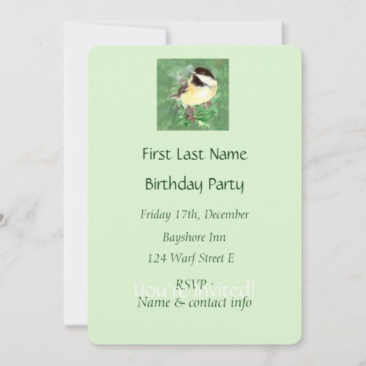 Aquarel op maat gemaakte chickadee vogel wildlifek kaart (Achterkant)