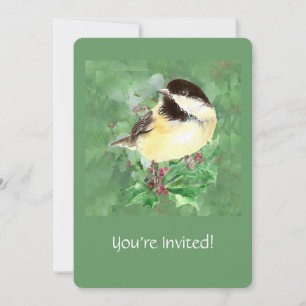 Aquarel op maat gemaakte chickadee vogel wildlifek kaart