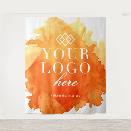 Aquarel op maat gemaakte logo beurs evenement acht wandkleed (Voorkant)