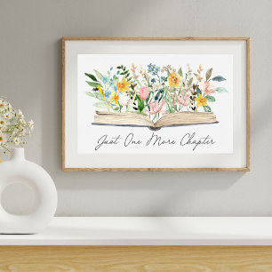 Aquarel Open Boek met Bloemen Bloemrijke Esthetiek Poster