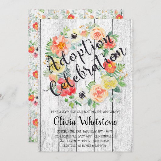 Aquarel Oranje & Gele Krans Adoptie Kaart (Voorkant / Achterkant)