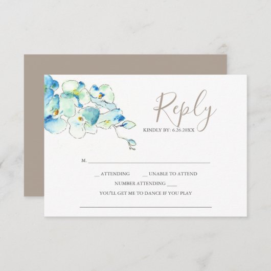 Aquarel Orchidee Bloem Antwoord RSVP Kaarten (Voorkant / Achterkant)