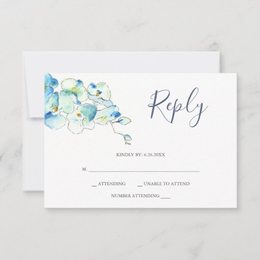 Aquarel Orchidee Bloem RSVP Kaart (Voorkant)