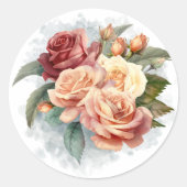 Aquarel oude rozen ronde sticker (Voorkant)