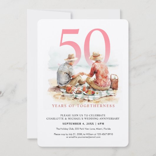 Aquarel Paar in Liefde Huwelijk Jubileum Kaart (Voorkant)