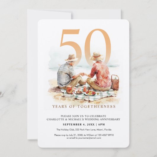 Aquarel Paar in Liefde Huwelijk Jubileum Kaart (Voorkant)