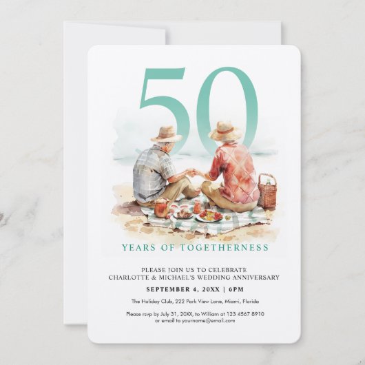 Aquarel Paar in Liefde Huwelijk Jubileum Kaart (Voorkant)