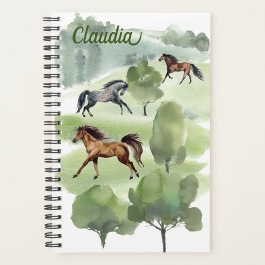 Aquarel Paard Landschap Naam Initiaal Planner (Voorkant)