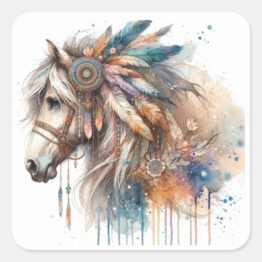 Aquarel Paard Stickers (Voorkant)