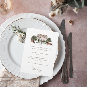 Aquarel Paardensport Trouwtafel Bedankt Menu