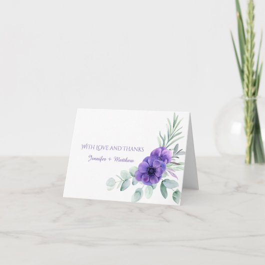Aquarel Paarse Anemoon Groente Bedankt (Voorkant)