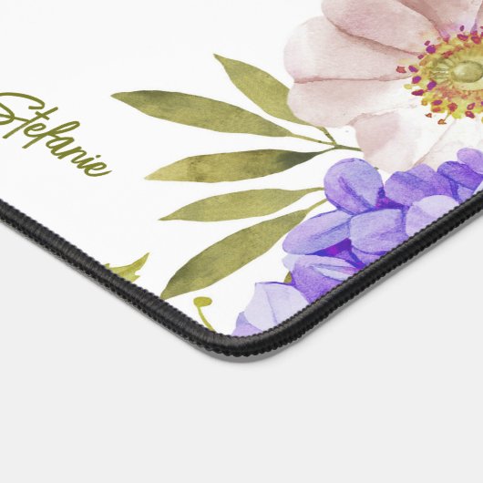 Aquarel Paarse Hydrangeas Bloemen gepersonaliseerd Bureaumat (Hoek)