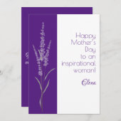 Aquarel paarse lavendel wens moederdag feestdagenkaart (Voorkant / Achterkant)