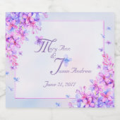 Aquarel Paarse Lila Bloem Mousserende Wijn La Sparkling Wijnetiket (Enkel label)