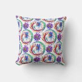 Aquarel paarse roze bloemenkrans ontwerp kussen (Voorkant)