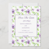 Aquarel Paarse Viooltjes Bewaar de Datum Kaart (Voorkant)
